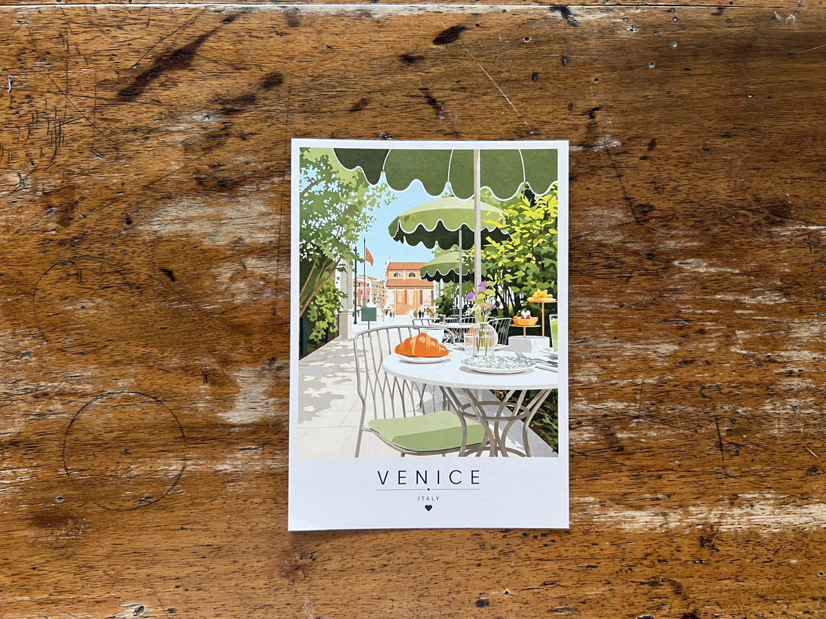 Venice Postcard Café & Brioche - Venetian Café Illustration
